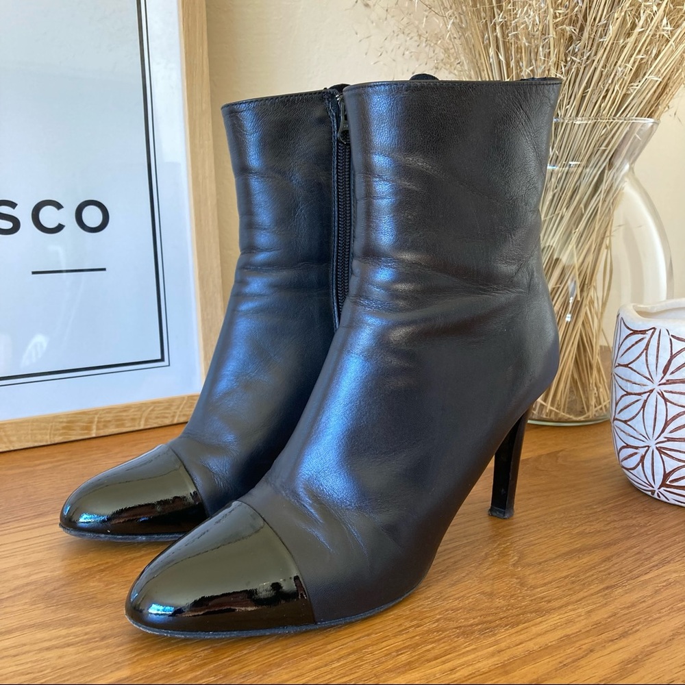 Amazing Black Leather Needle High Heels Ankle Boots